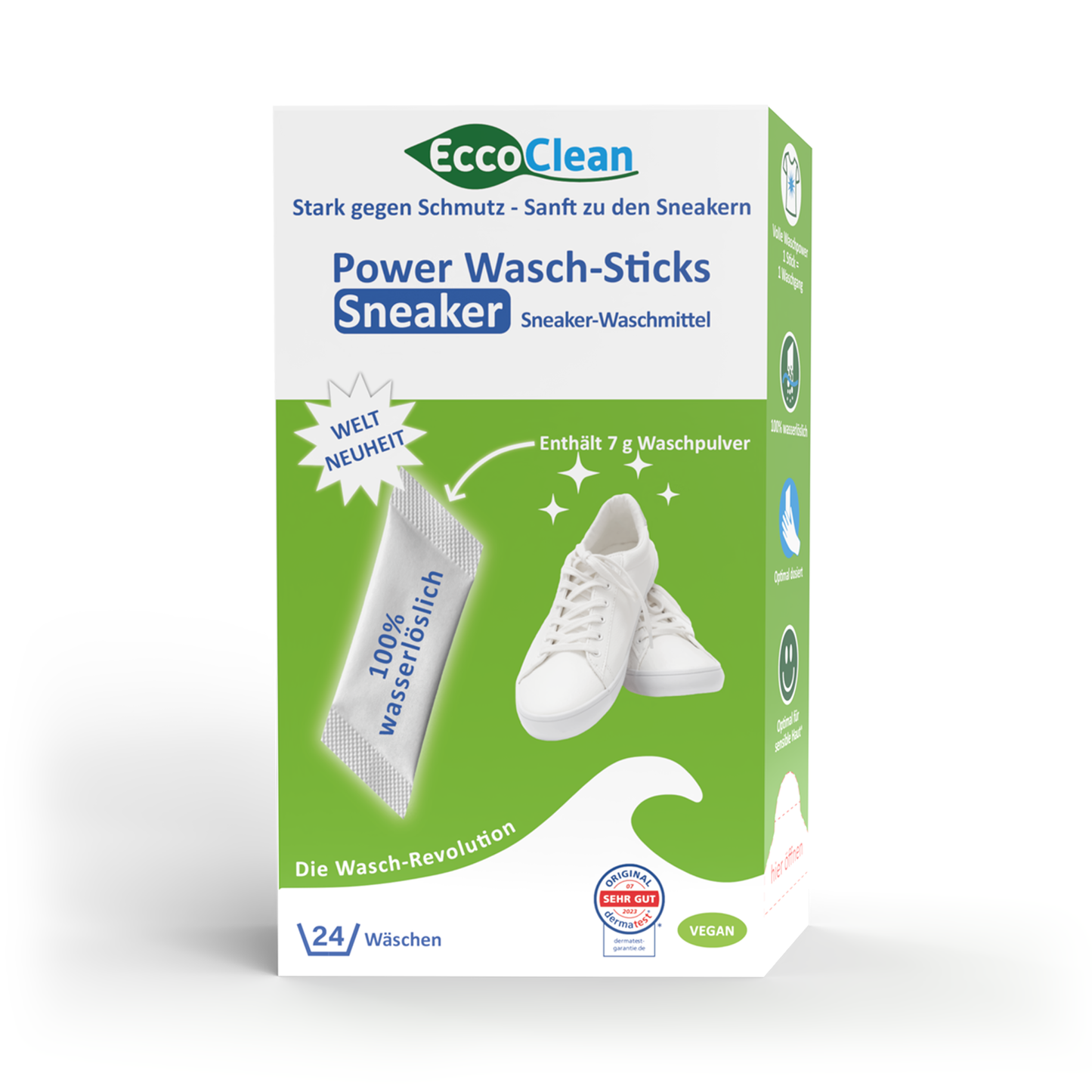 Die Verpackung der EccoClean Power Wasch-Sticks Sneaker